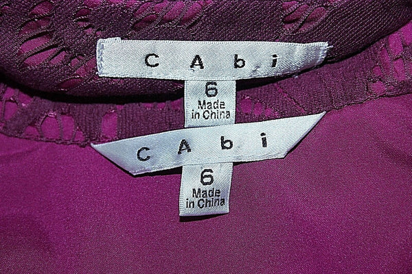 CAbi Sz 6 Purple Lace Over Lining Cotton Nylon Polyester Skirt Suit