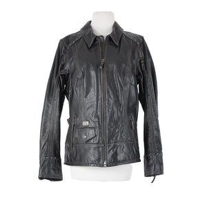 Harley Davidson NEW  Sz XL Black Collared Pockets Leather Polyester Lined Jacket