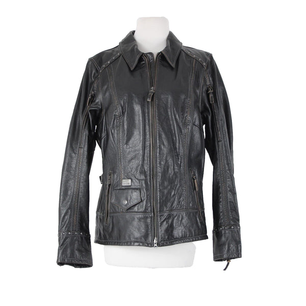 Harley Davidson NEW  Sz XL Black Collared Pockets Leather Polyester Lined Jacket