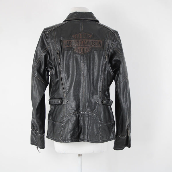 Harley Davidson NEW  Sz XL Black Collared Pockets Leather Polyester Lined Jacket