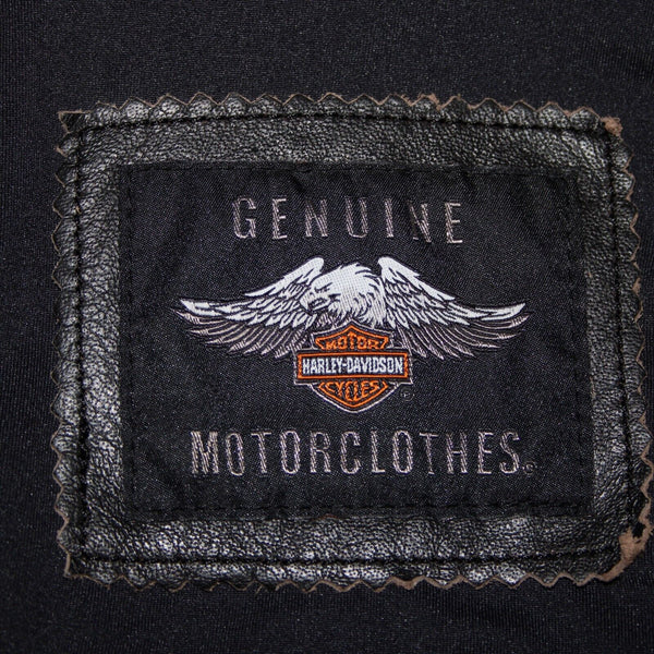 Harley Davidson NEW  Sz XL Black Collared Pockets Leather Polyester Lined Jacket