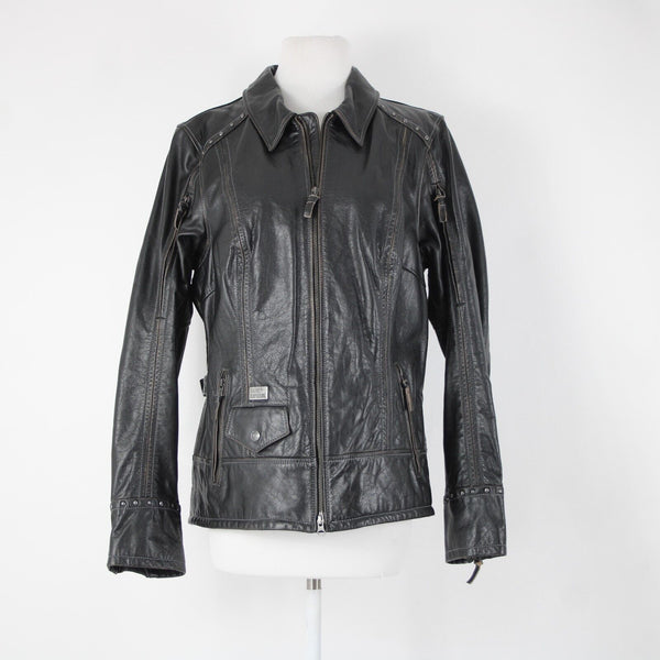 Harley Davidson NEW  Sz XL Black Collared Pockets Leather Polyester Lined Jacket