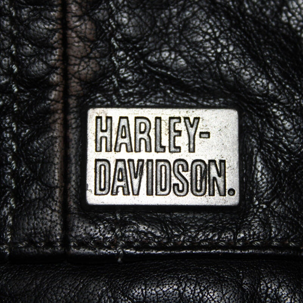 Harley Davidson NEW  Sz XL Black Collared Pockets Leather Polyester Lined Jacket