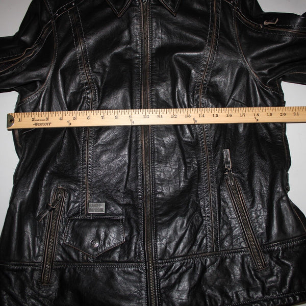 Harley Davidson NEW  Sz XL Black Collared Pockets Leather Polyester Lined Jacket