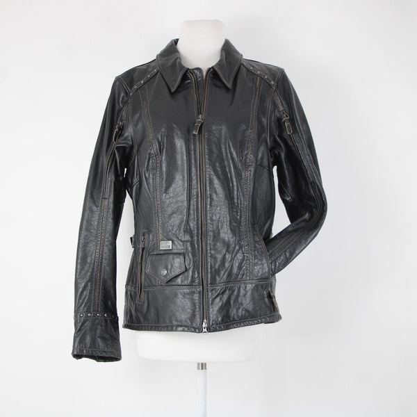 Harley Davidson NEW  Sz XL Black Collared Pockets Leather Polyester Lined Jacket