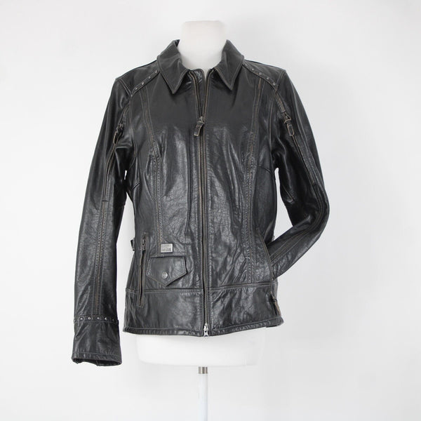 Harley Davidson NEW  Sz XL Black Collared Pockets Leather Polyester Lined Jacket