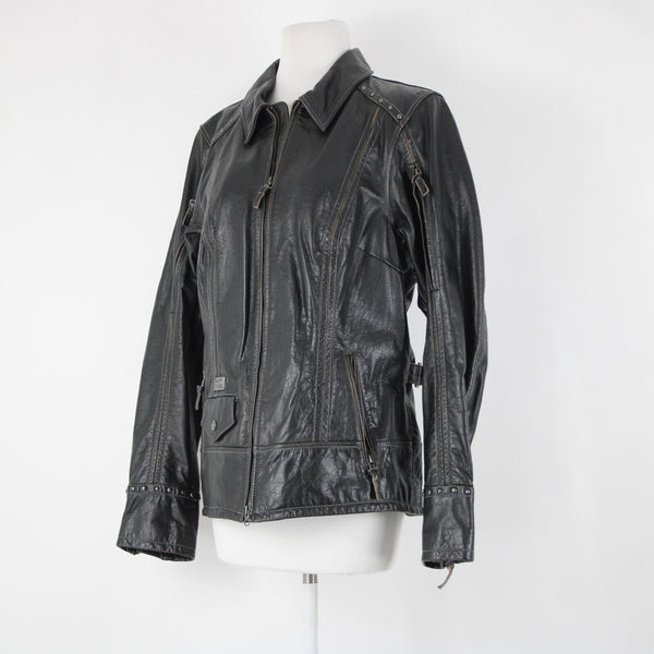 Harley Davidson NEW  Sz XL Black Collared Pockets Leather Polyester Lined Jacket
