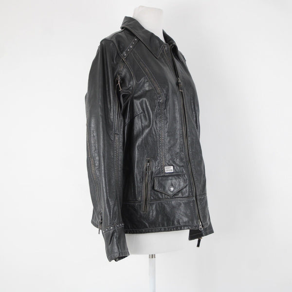 Harley Davidson NEW  Sz XL Black Collared Pockets Leather Polyester Lined Jacket