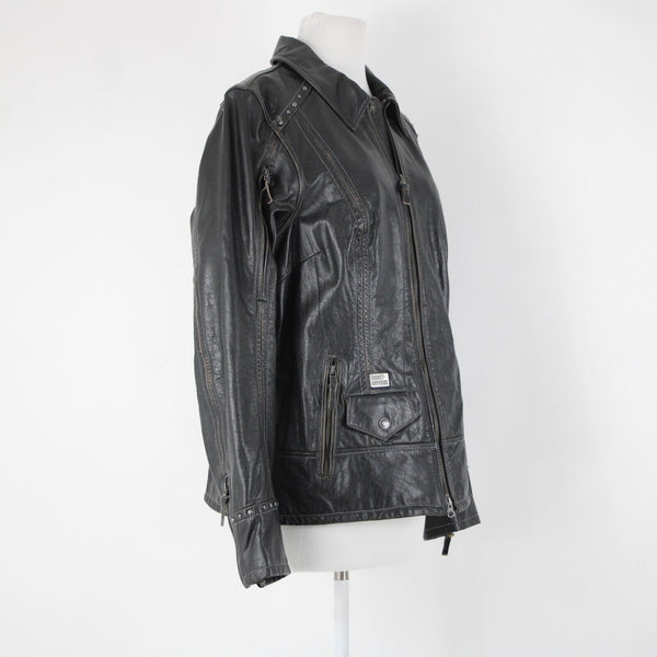 Harley Davidson NEW  Sz XL Black Collared Pockets Leather Polyester Lined Jacket