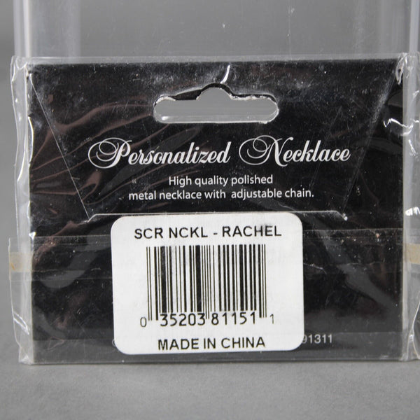 RACHEL NEW Name Silvertone Rhinestone 14.5" w 4.5" Multi Ring Ext Necklace