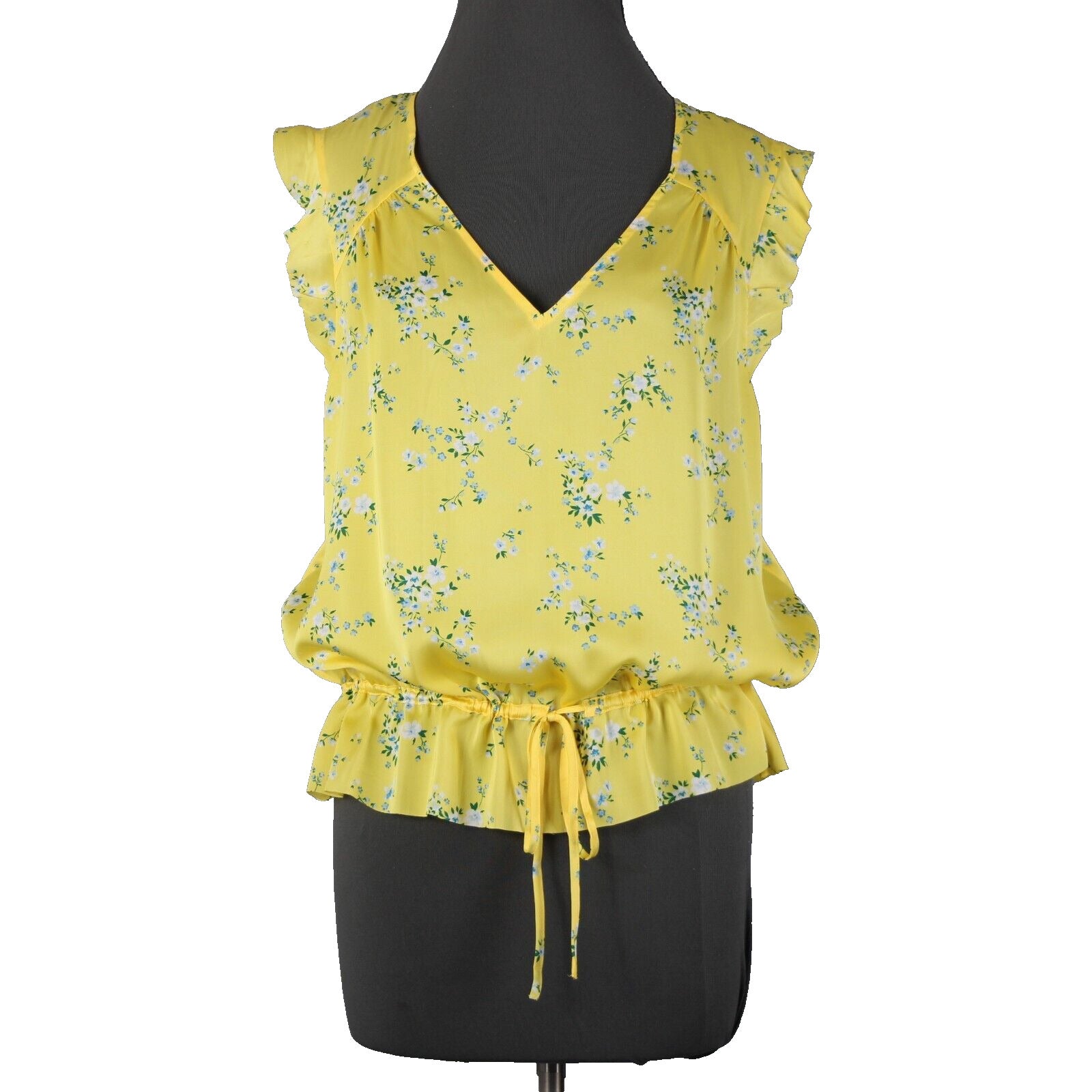 Banana Republic NEW $65 Sz XL Yellow White Multi Color Floral 100% Polyester Top