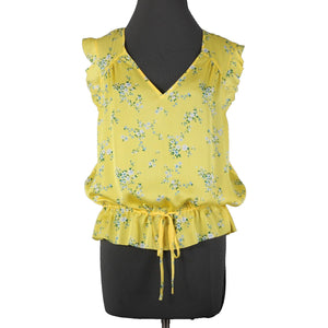 Banana Republic NEW $65 Sz XL Yellow White Multi Color Floral 100% Polyester Top