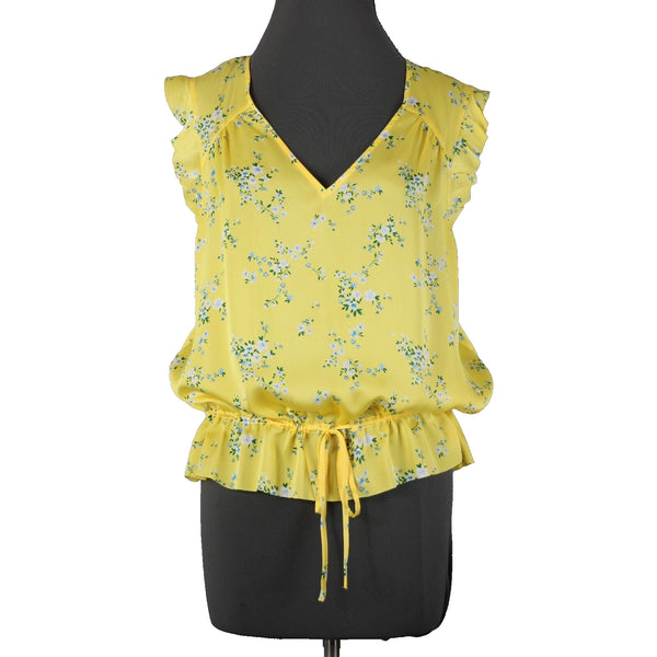 Banana Republic NEW $65 Sz XL Yellow White Multi Color Floral 100% Polyester Top