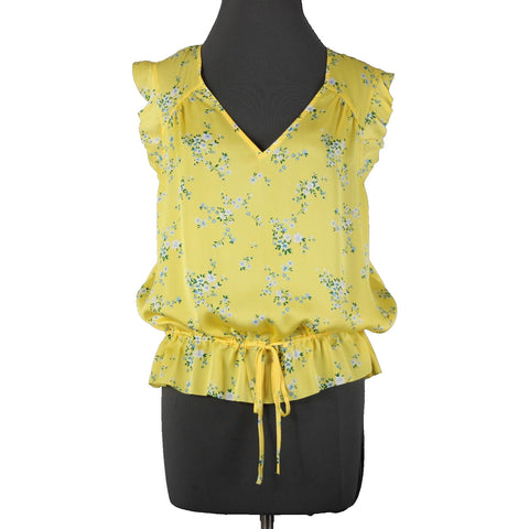Banana Republic NEW $65 Sz XL Yellow White Multi Color Floral 100% Polyester Top