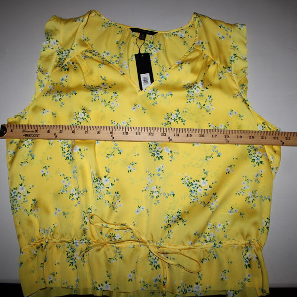 Banana Republic NEW $65 Sz XL Yellow White Multi Color Floral 100% Polyester Top