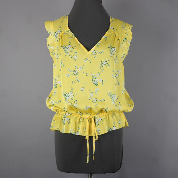 Banana Republic NEW $65 Sz XL Yellow White Multi Color Floral 100% Polyester Top