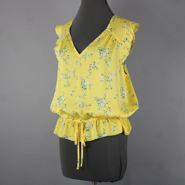 Banana Republic NEW $65 Sz XL Yellow White Multi Color Floral 100% Polyester Top