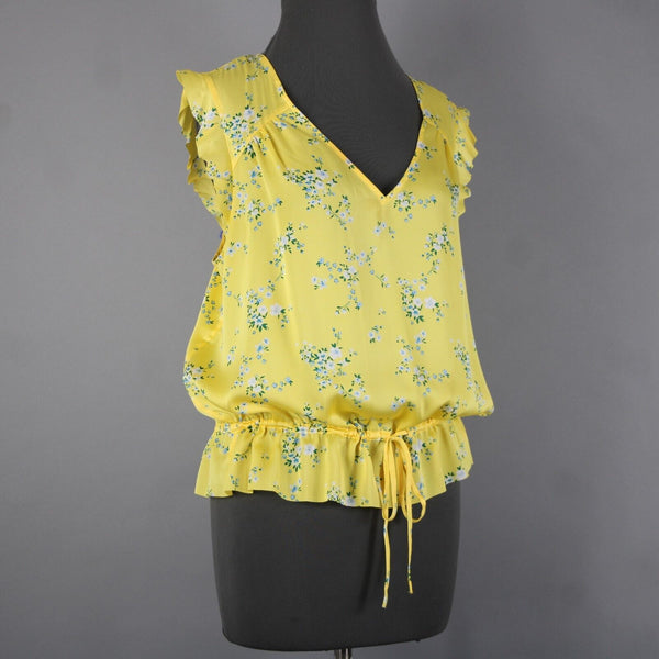 Banana Republic NEW $65 Sz XL Yellow White Multi Color Floral 100% Polyester Top