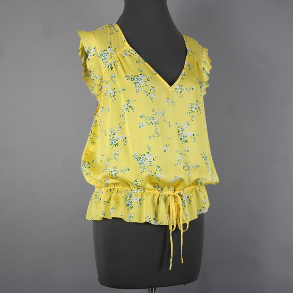 Banana Republic NEW $65 Sz XL Yellow White Multi Color Floral 100% Polyester Top