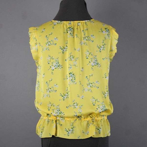 Banana Republic NEW $65 Sz XL Yellow White Multi Color Floral 100% Polyester Top