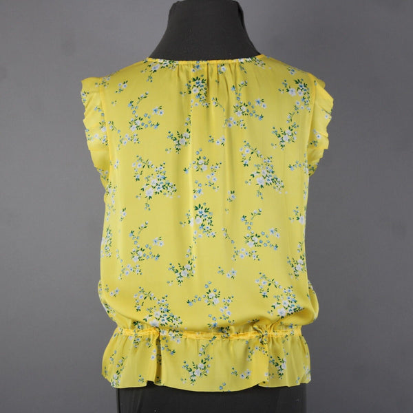 Banana Republic NEW $65 Sz XL Yellow White Multi Color Floral 100% Polyester Top