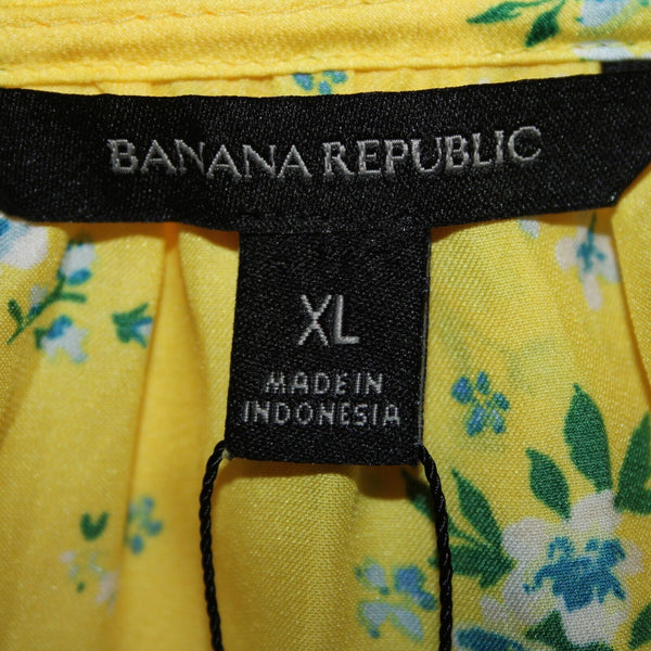 Banana Republic NEW $65 Sz XL Yellow White Multi Color Floral 100% Polyester Top
