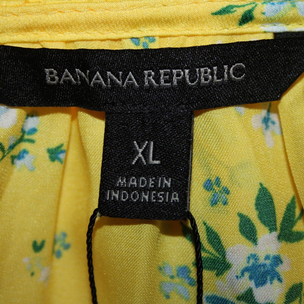 Banana Republic NEW $65 Sz XL Yellow White Multi Color Floral 100% Polyester Top