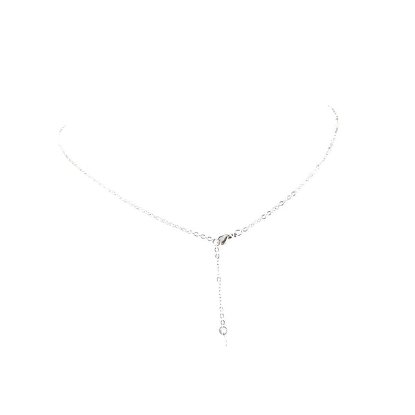 KATE Name Silvertone Rhinestone 14.5" w 4.5" Multi Ring Ext Necklace