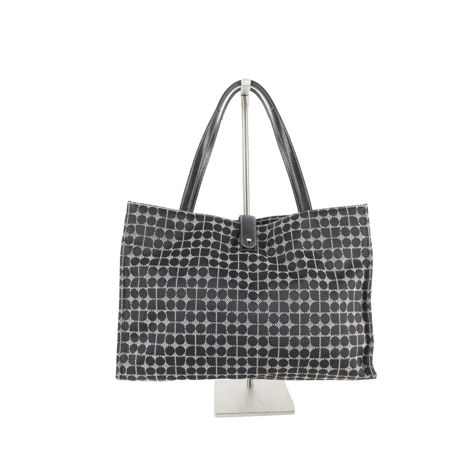 Kate Spade 10 x 15 Black Ivory Satiny Fabric Leather Accent Tote Purse