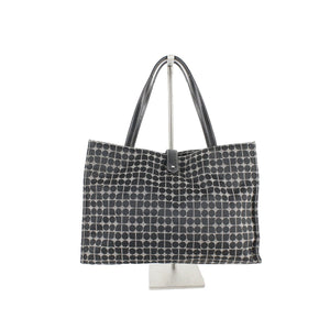 Kate Spade 10 x 15 Black Ivory Satiny Fabric Leather Accent Tote Purse