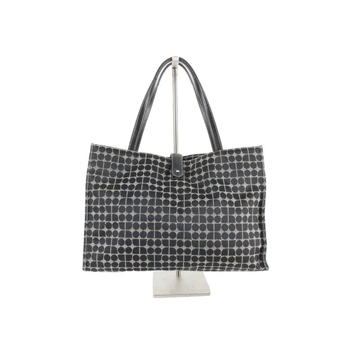 Kate Spade 10 x 15 Black Ivory Satiny Fabric Leather Accent Tote Purse