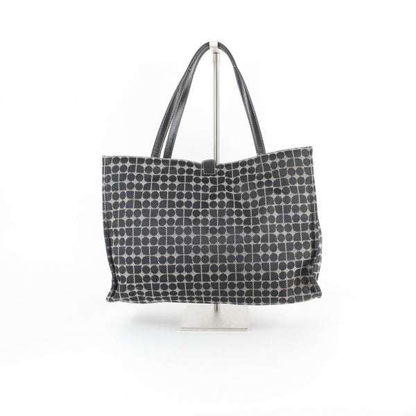 Kate Spade 10 x 15 Black Ivory Satiny Fabric Leather Accent Tote Purse