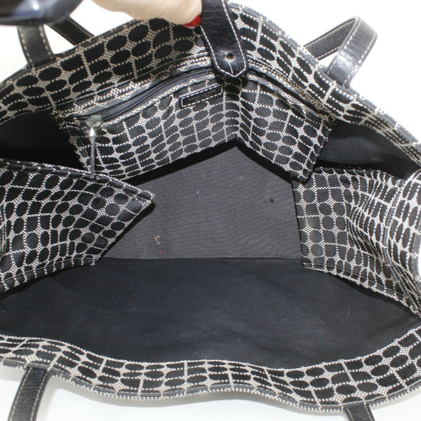Kate Spade 10 x 15 Black Ivory Satiny Fabric Leather Accent Tote Purse