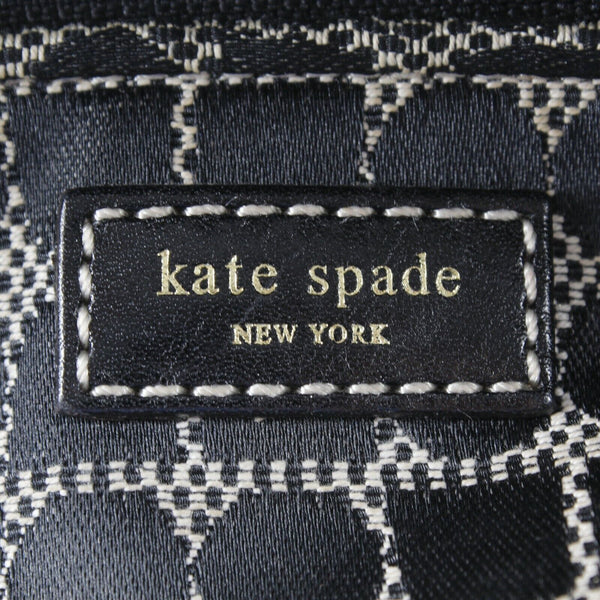 Kate Spade 10 x 15 Black Ivory Satiny Fabric Leather Accent Tote Purse