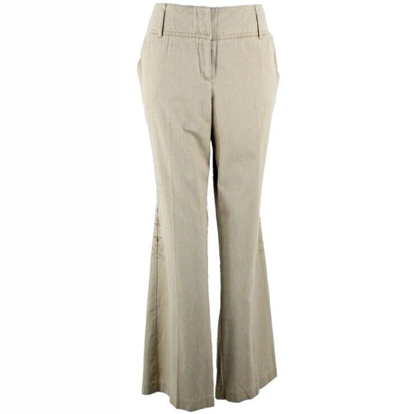 New York & Co NEW $30 Sz 12 x 31 Tan Rhinestone Detail 100% Cotton Pant