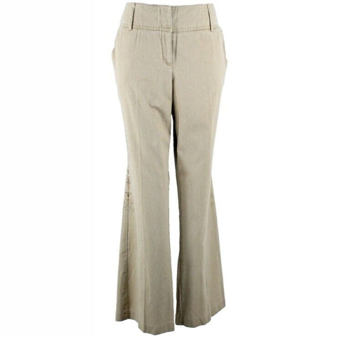 New York & Co NEW $30 Sz 12 x 31 Tan Rhinestone Detail 100% Cotton Pant