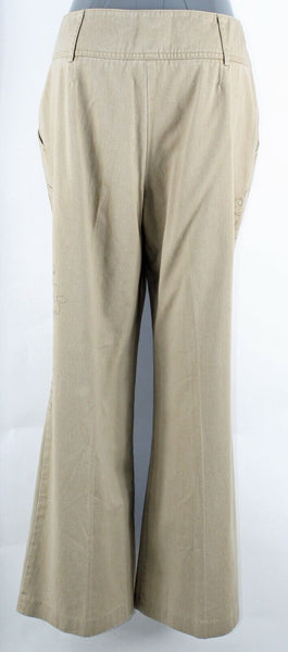 New York & Co NEW $30 Sz 12 x 31 Tan Rhinestone Detail 100% Cotton Pant
