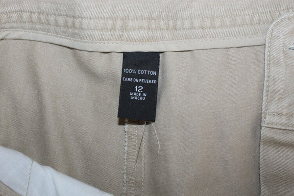New York & Co NEW $30 Sz 12 x 31 Tan Rhinestone Detail 100% Cotton Pant