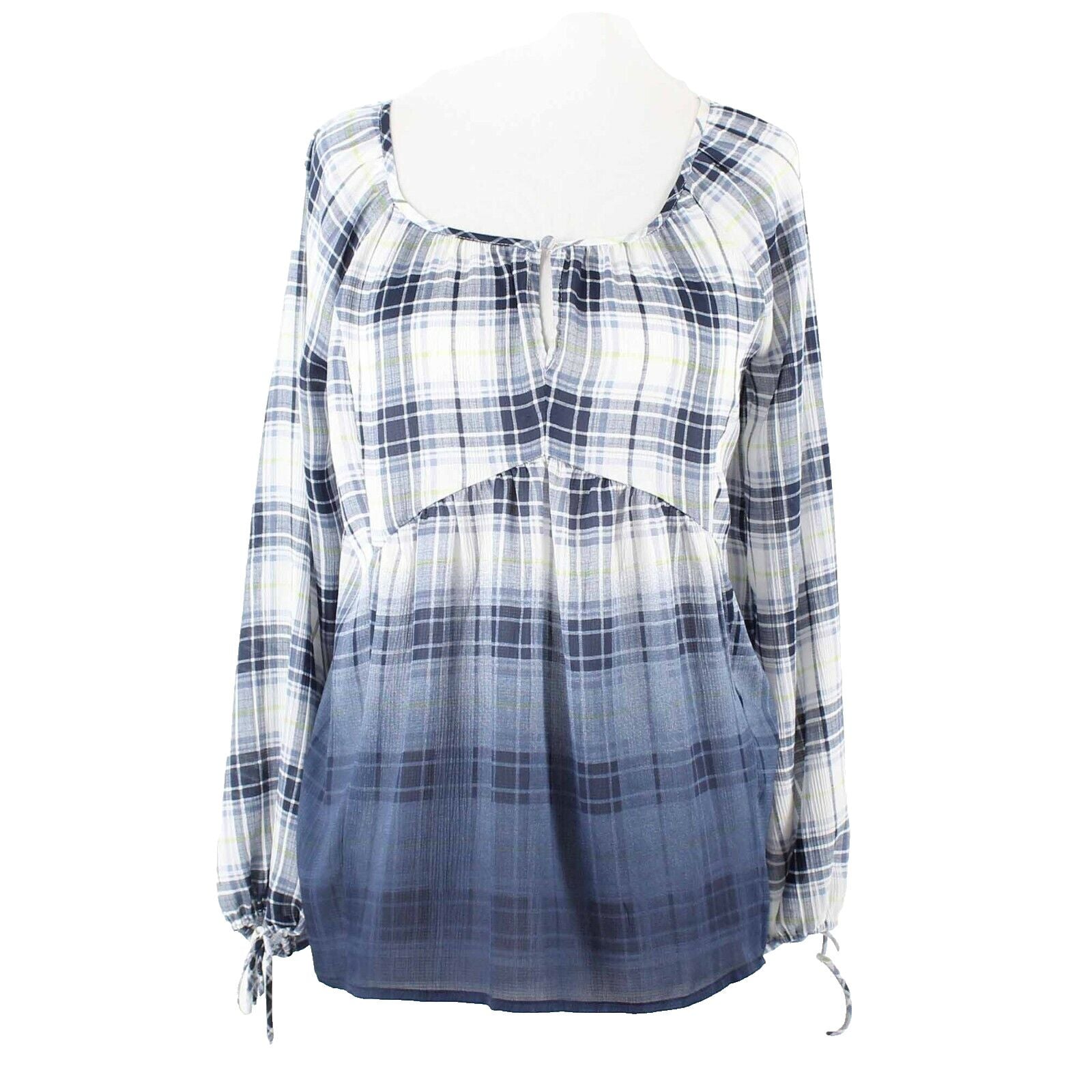 Princess Vera Wang Sz S Navy Blue Multi Ombre Plaid Pullover Poly Blend Top