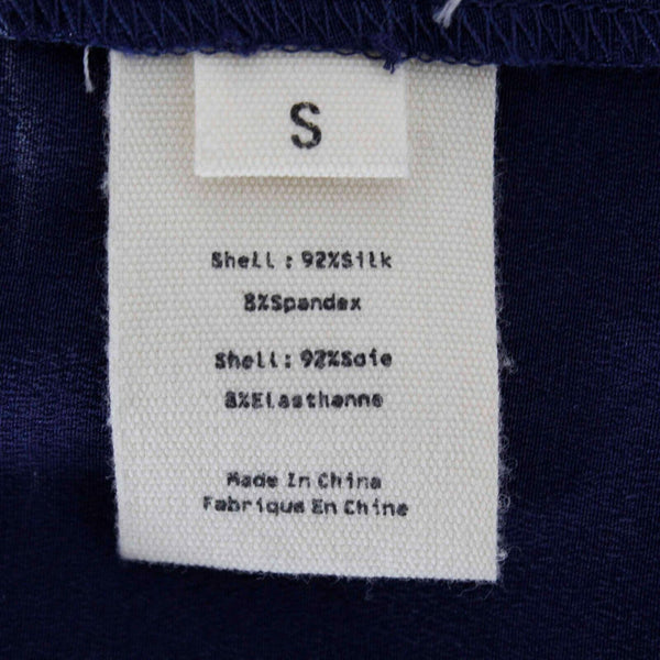 L'Agence Sz S Blue Navy Ruffle Front & Sleeves Silk Spandex Woven Top