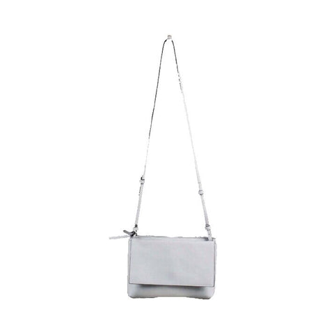 French Connection 7 x 11 x 2 Light Gray Zip Top Flap Pockets PU Crossbody Purse