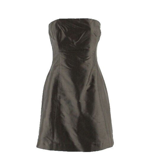 Simple Silhouettes Sz 2 12? Brown Poie de Soie Silk Strapless Fit Flare Dress