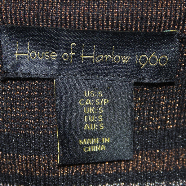 House Of Harlow 1960 Dress Sz S Black Brown Multi Metallic Viscose Poly Bodycon