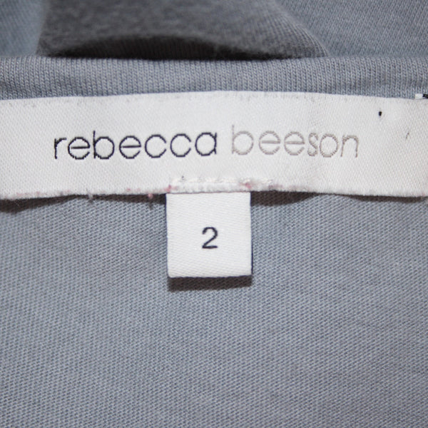 Rebecca Beeson Dress Sz 2 Blue Sleeveless Round Neck 100% Cotton Dress