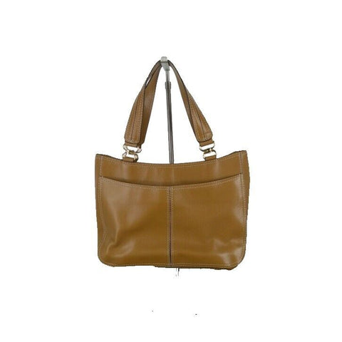 Adrienne Vittadini Sz 10 x 15 Camel Top Stitch Zip Satchel Purse