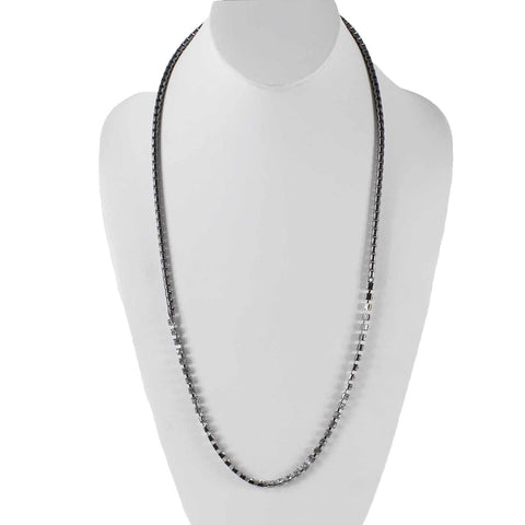 J Crew Sz 33 inch Silvertone Mixed Media Chain Rhinestone Segment Necklace