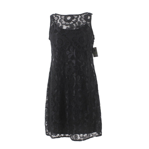 Muse NEW $159 Sz 4 2Pc Black on Black Lace Over Lining Nylon Polyester Dress