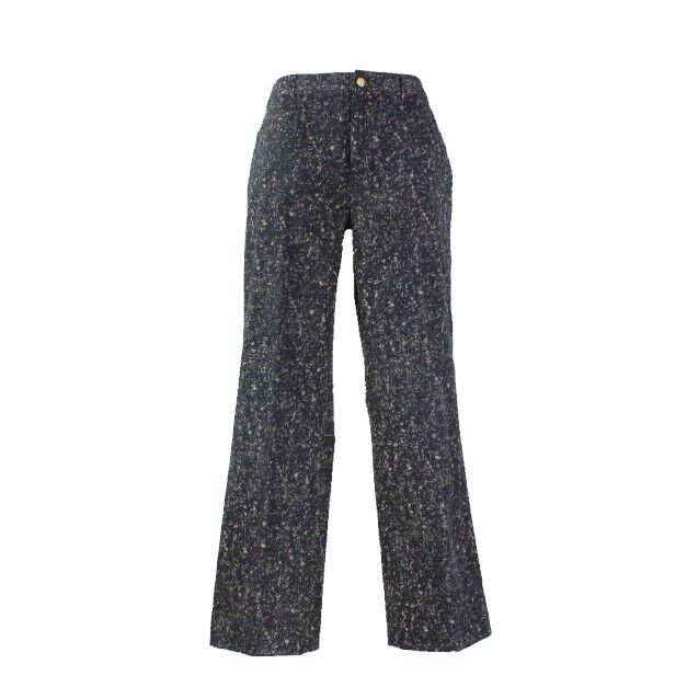 Dana Buchman Sz 10 x 29 Navy Tan Print Cotton Blend 5 Pocket Pant