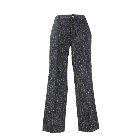Dana Buchman Sz 10 x 29 Navy Tan Print Cotton Blend 5 Pocket Pant