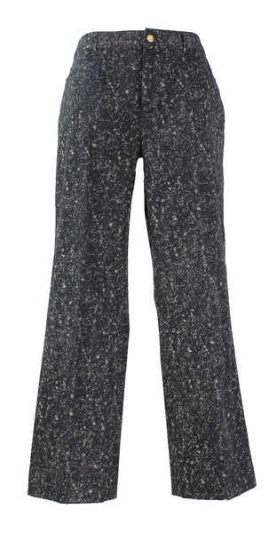 Dana Buchman Sz 10 x 29 Navy Tan Print Cotton Blend 5 Pocket Pant